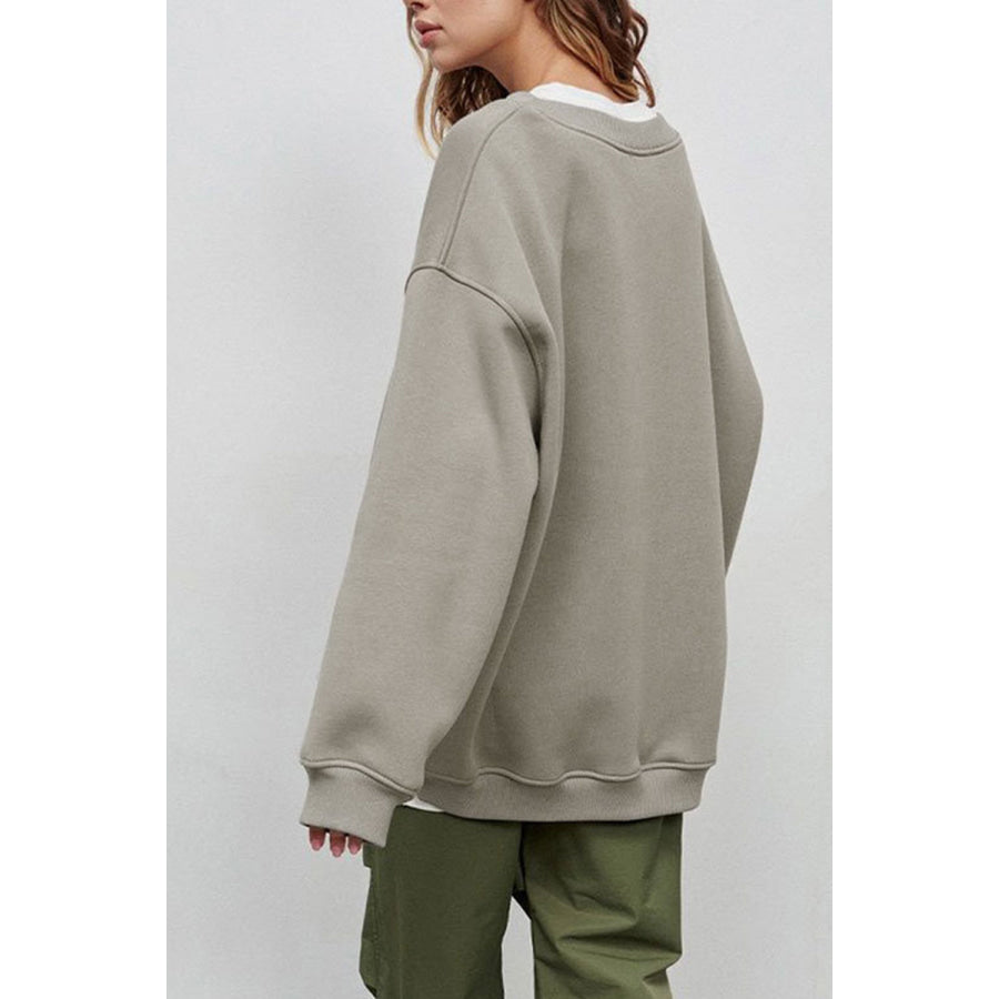 Oversize Round Neck Dropped Shoulder Sweatshirt Apparel and Accessories