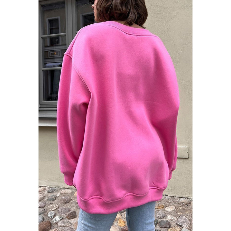 Oversize Round Neck Dropped Shoulder Sweatshirt Apparel and Accessories