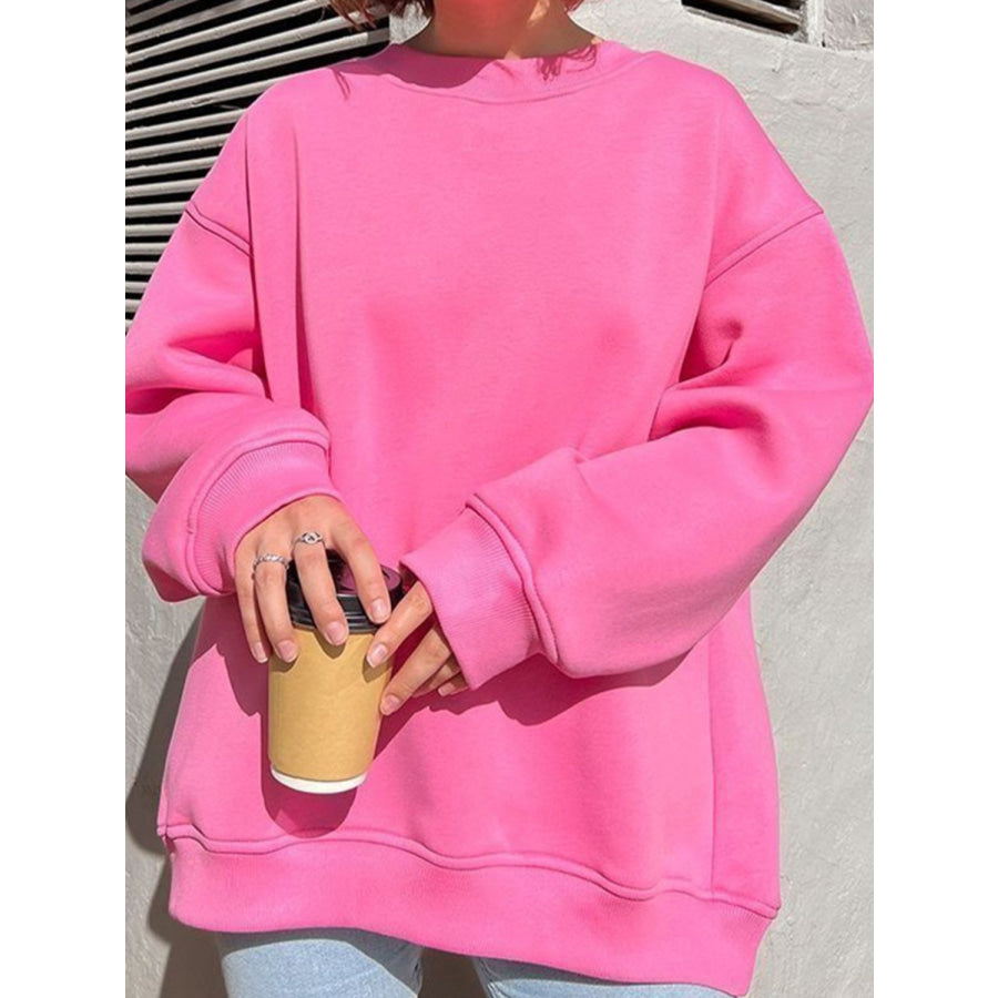 Oversize Round Neck Dropped Shoulder Sweatshirt Apparel and Accessories