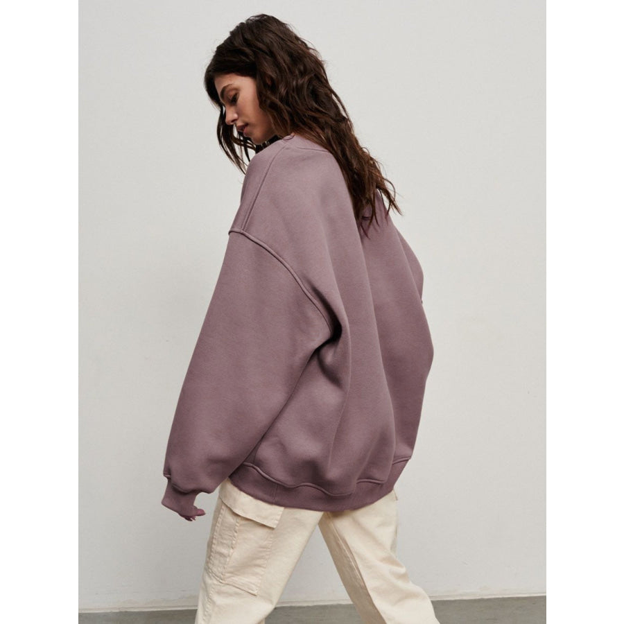 Oversize Round Neck Dropped Shoulder Sweatshirt Apparel and Accessories