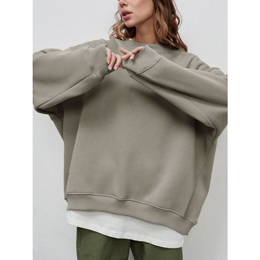 Oversize Round Neck Dropped Shoulder Sweatshirt Apparel and Accessories