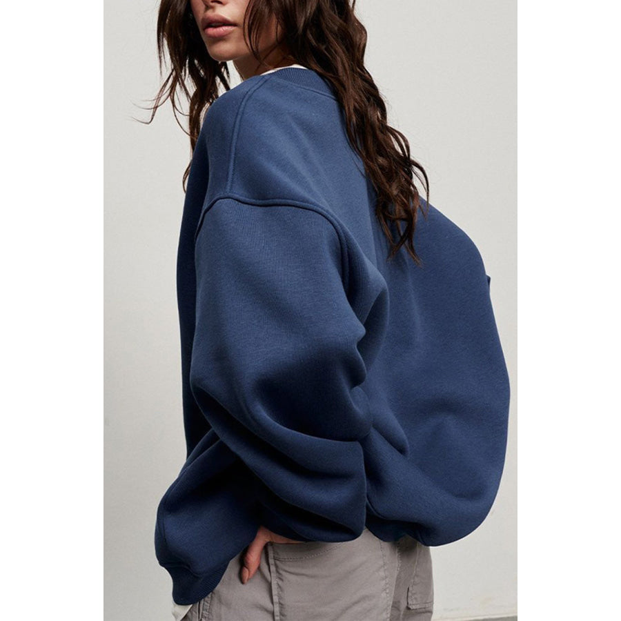 Oversize Round Neck Dropped Shoulder Sweatshirt Apparel and Accessories