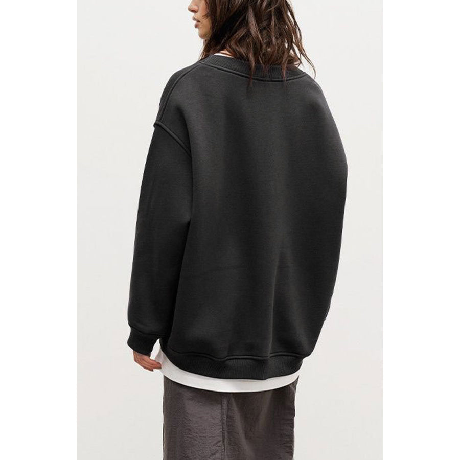 Oversize Round Neck Dropped Shoulder Sweatshirt Apparel and Accessories