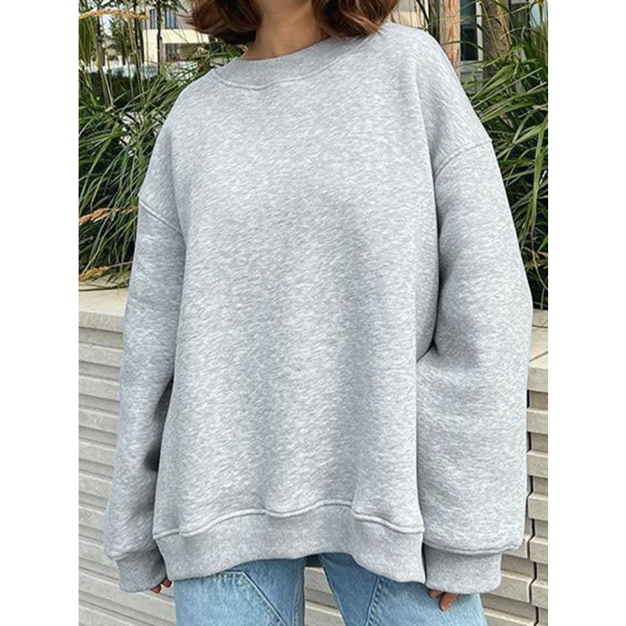 Oversize Round Neck Dropped Shoulder Sweatshirt Apparel and Accessories