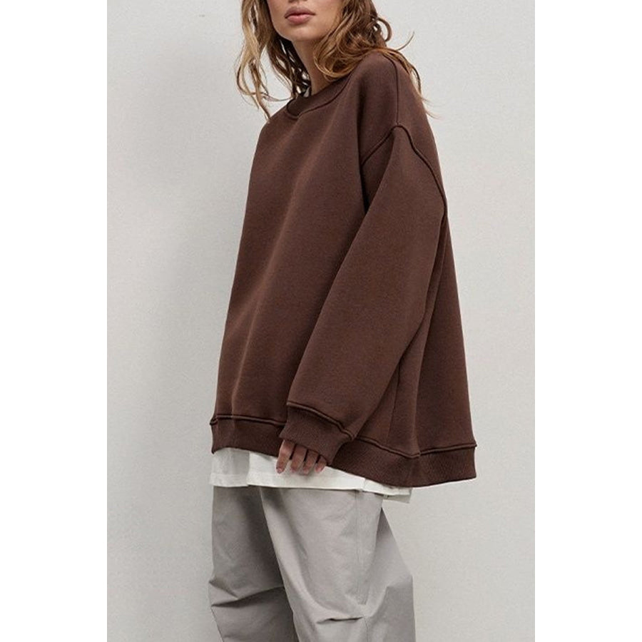 Oversize Round Neck Dropped Shoulder Sweatshirt Apparel and Accessories