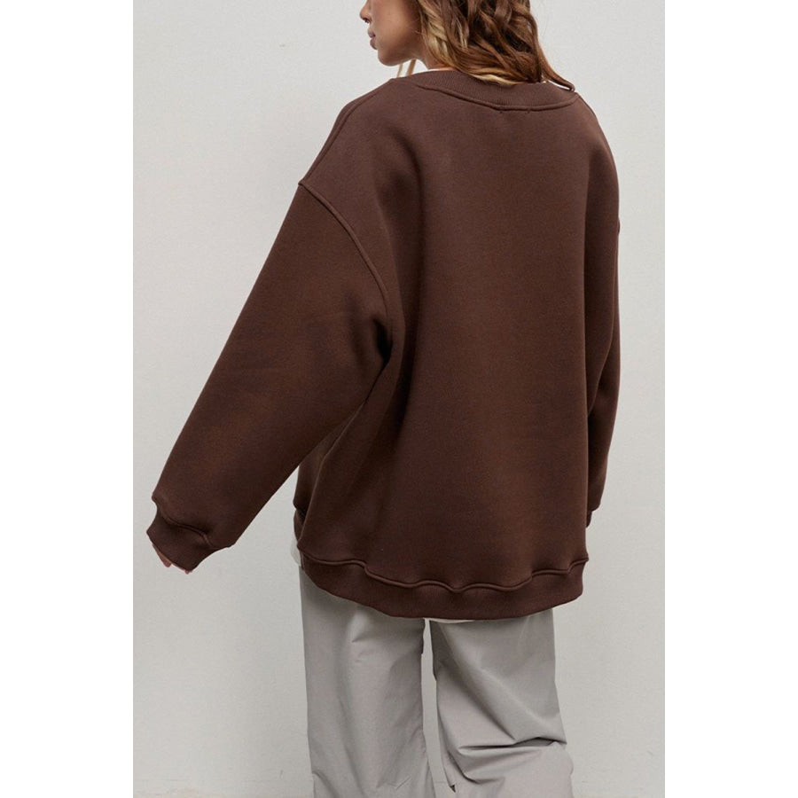 Oversize Round Neck Dropped Shoulder Sweatshirt Apparel and Accessories