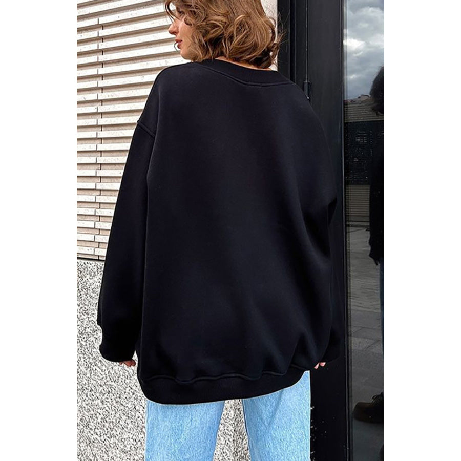 Oversize Round Neck Dropped Shoulder Sweatshirt Apparel and Accessories