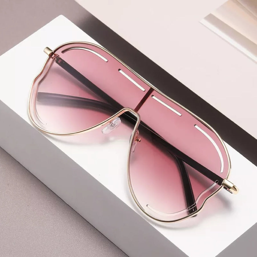 Oversized Aviator Gradient Sunglasses Dusty Pink / One Size Apparel and Accessories