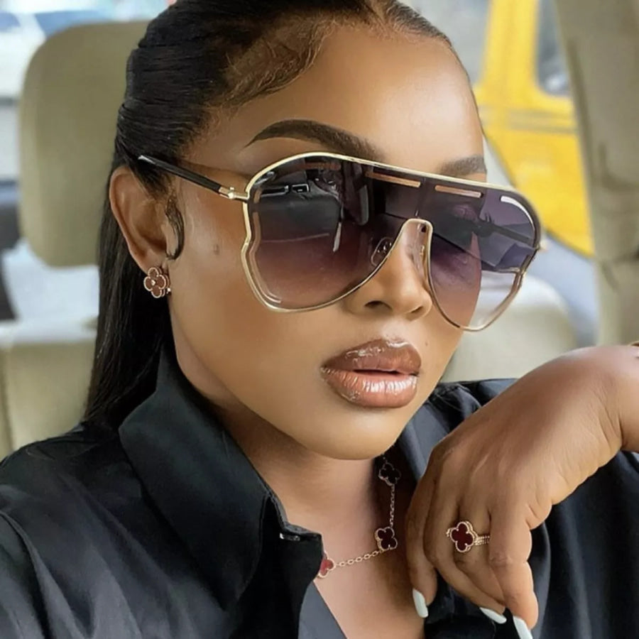 Oversized Aviator Gradient Sunglasses Mauve / One Size Apparel and Accessories