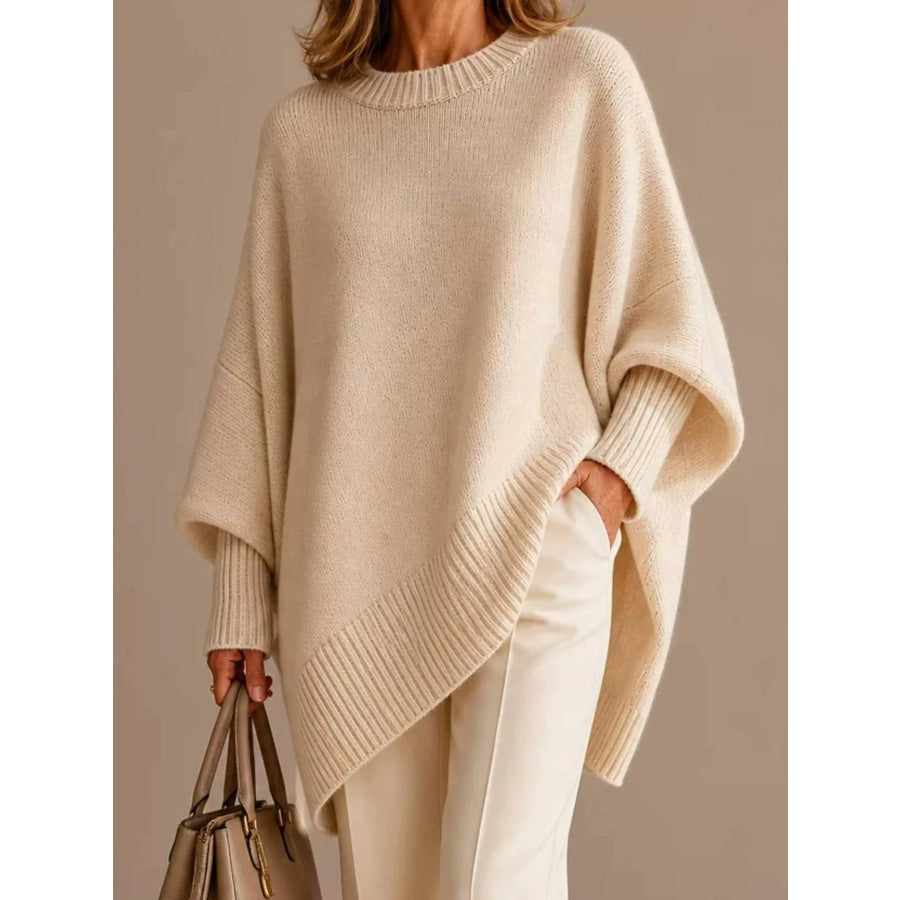 Oversized Batwing Sleeve Sweater Apricot / S Apparel and Accessories