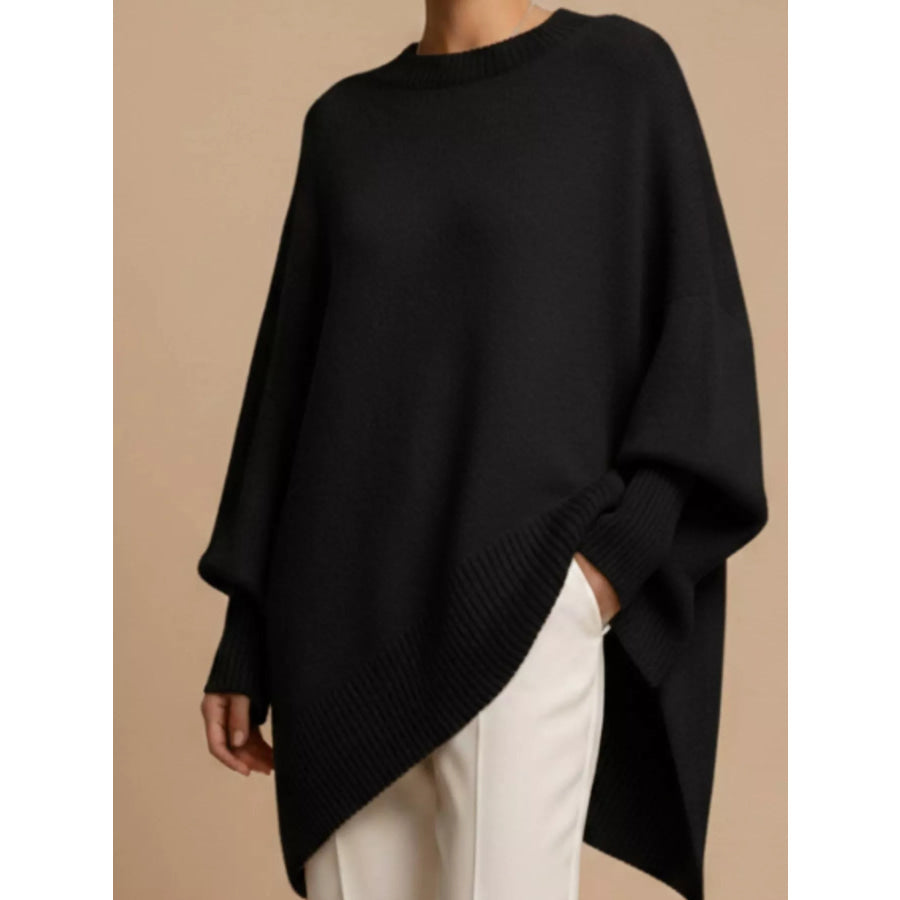 Oversized Batwing Sleeve Sweater Black / S Apparel and Accessories