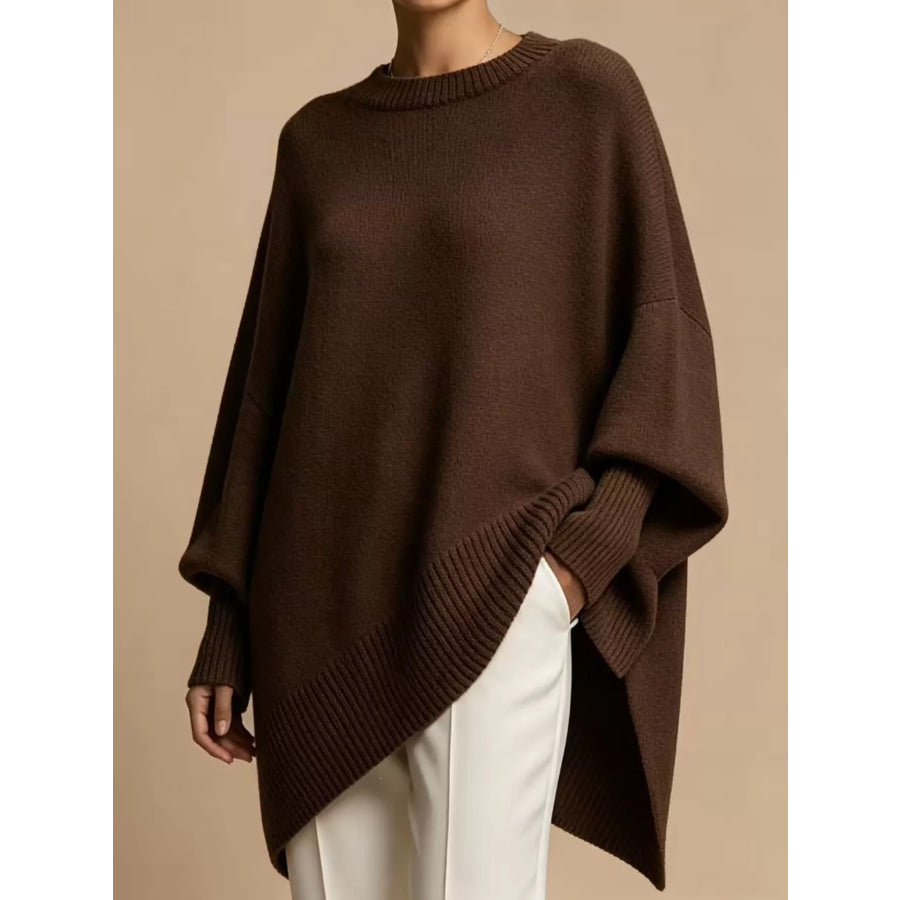 Oversized Batwing Sleeve Sweater Dark Brown / S Apparel and Accessories