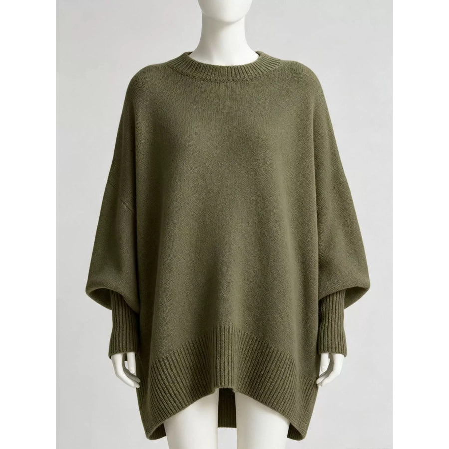Oversized Batwing Sleeve Sweater Dark Green / S Apparel and Accessories