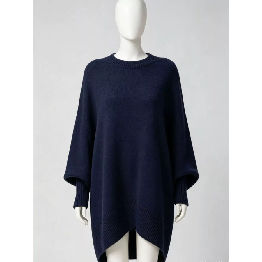 Oversized Batwing Sleeve Sweater Navy / S Apparel and Accessories