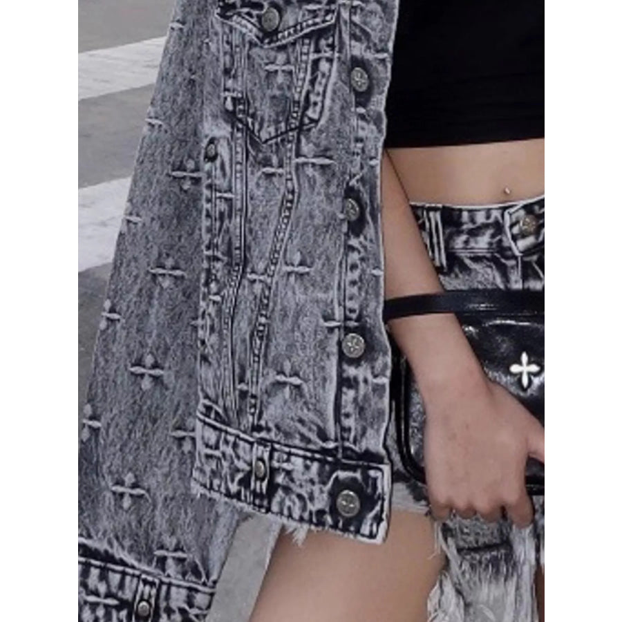 Oversized Button Up Denim Jacket Apparel and Accessories