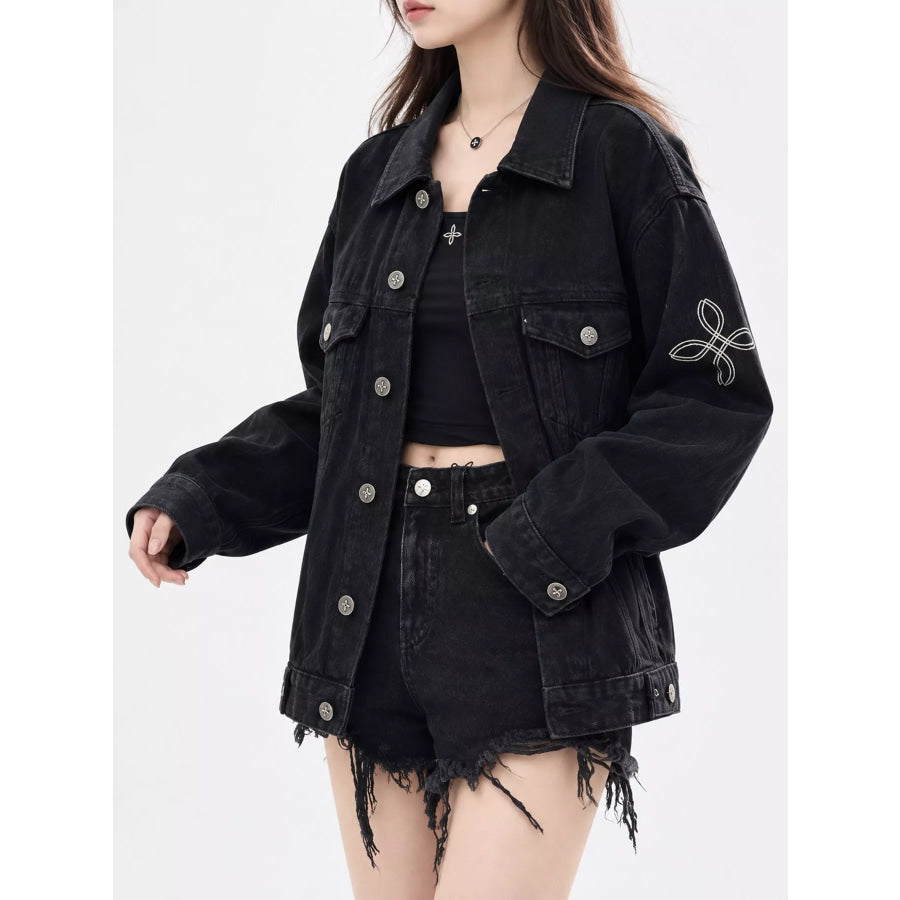 Oversized Button Up Denim Jacket Apparel and Accessories