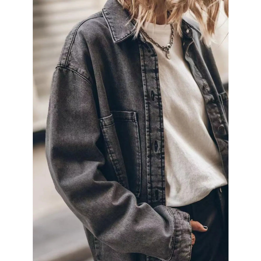Oversized Button Up Denim Shirt Apparel and Accessories