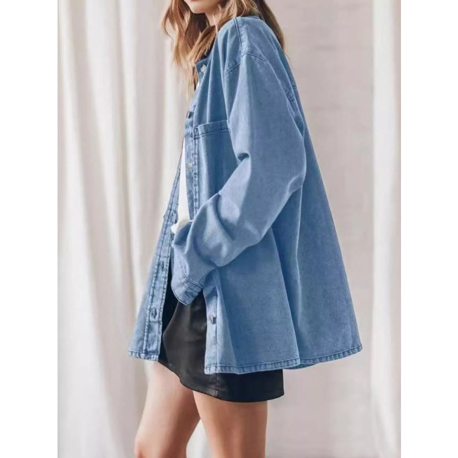 Oversized Button Up Denim Shirt Apparel and Accessories