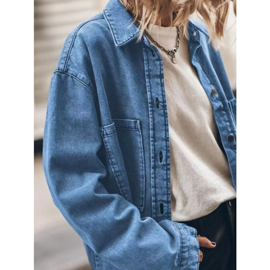 Oversized Button Up Denim Shirt Apparel and Accessories