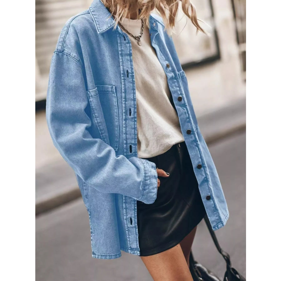 Oversized Button Up Denim Shirt Apparel and Accessories