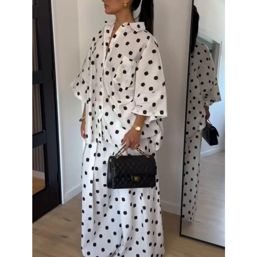 Oversized Button Up Shirt and Pants Set Apparel Accessories