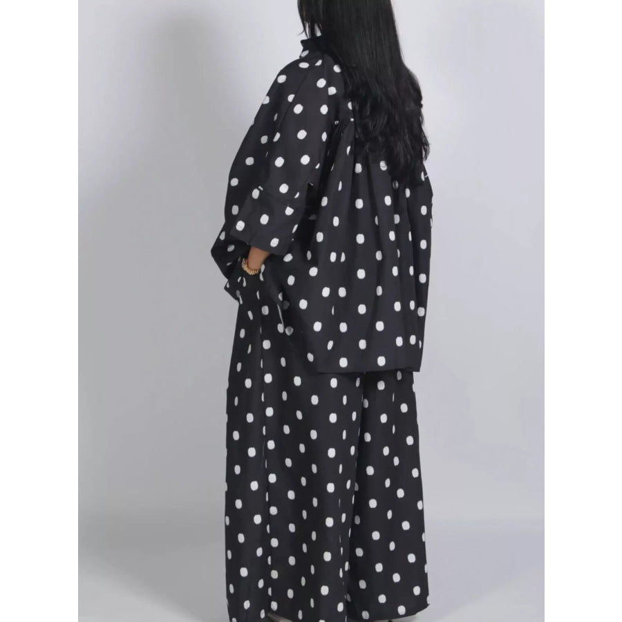 Oversized Button Up Shirt and Pants Set Apparel Accessories