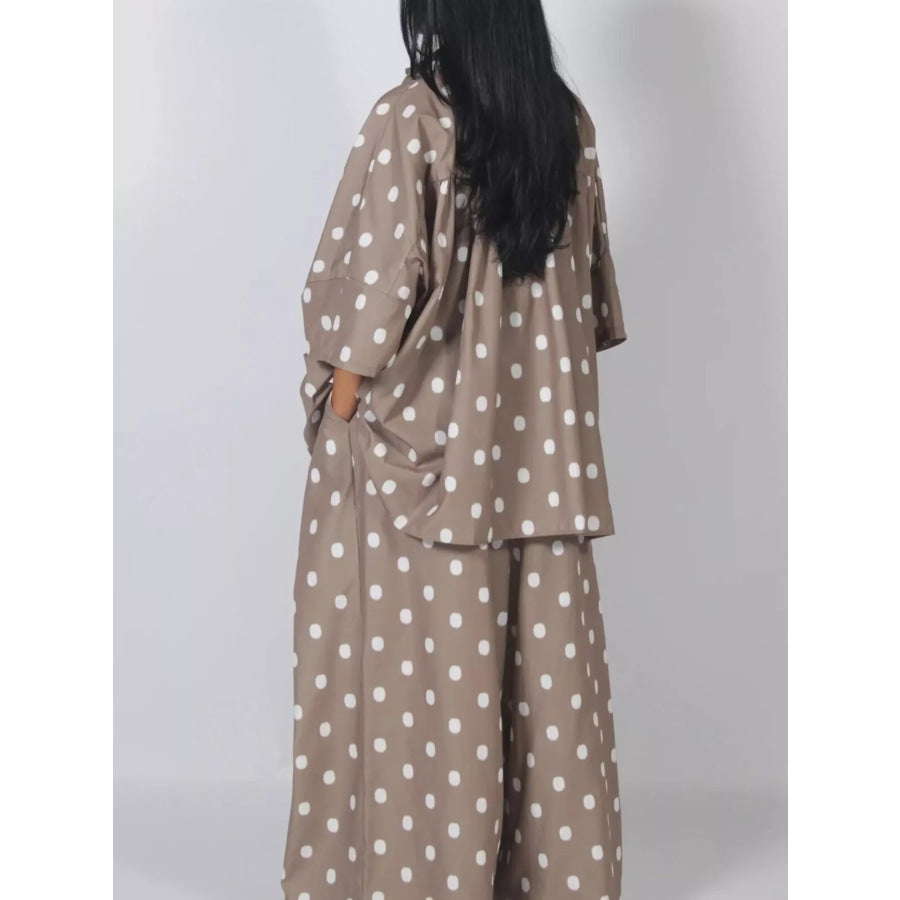 Oversized Button Up Shirt and Pants Set Apparel Accessories