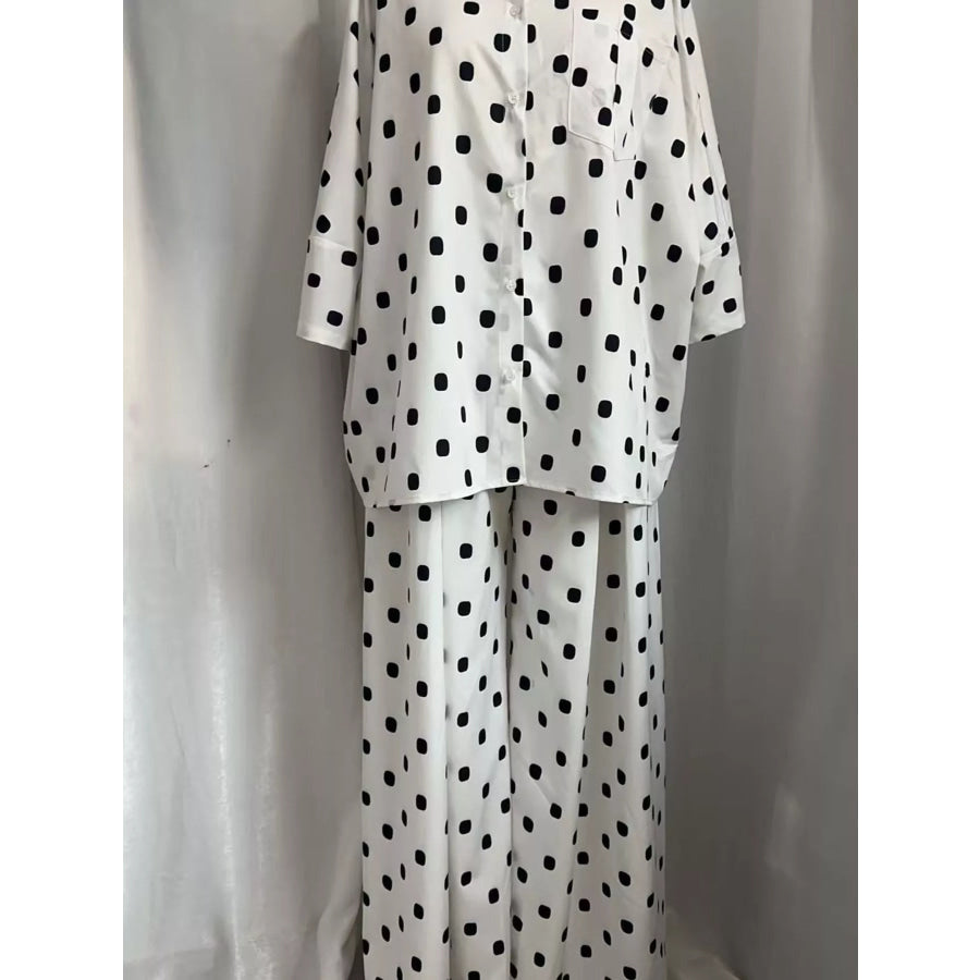 Oversized Button Up Shirt and Pants Set Apparel Accessories