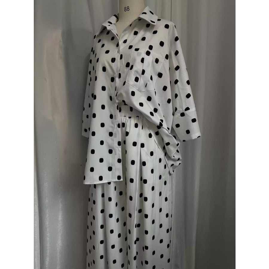 Oversized Button Up Shirt and Pants Set Apparel Accessories