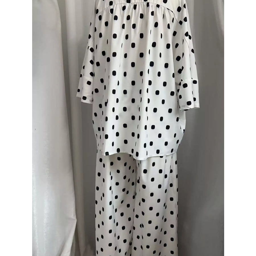 Oversized Button Up Shirt and Pants Set Apparel Accessories