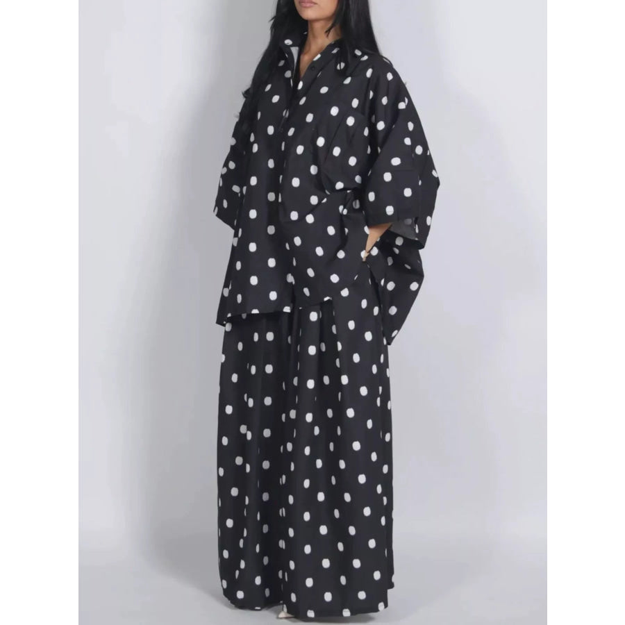 Oversized Button Up Shirt and Pants Set Black / S Apparel Accessories