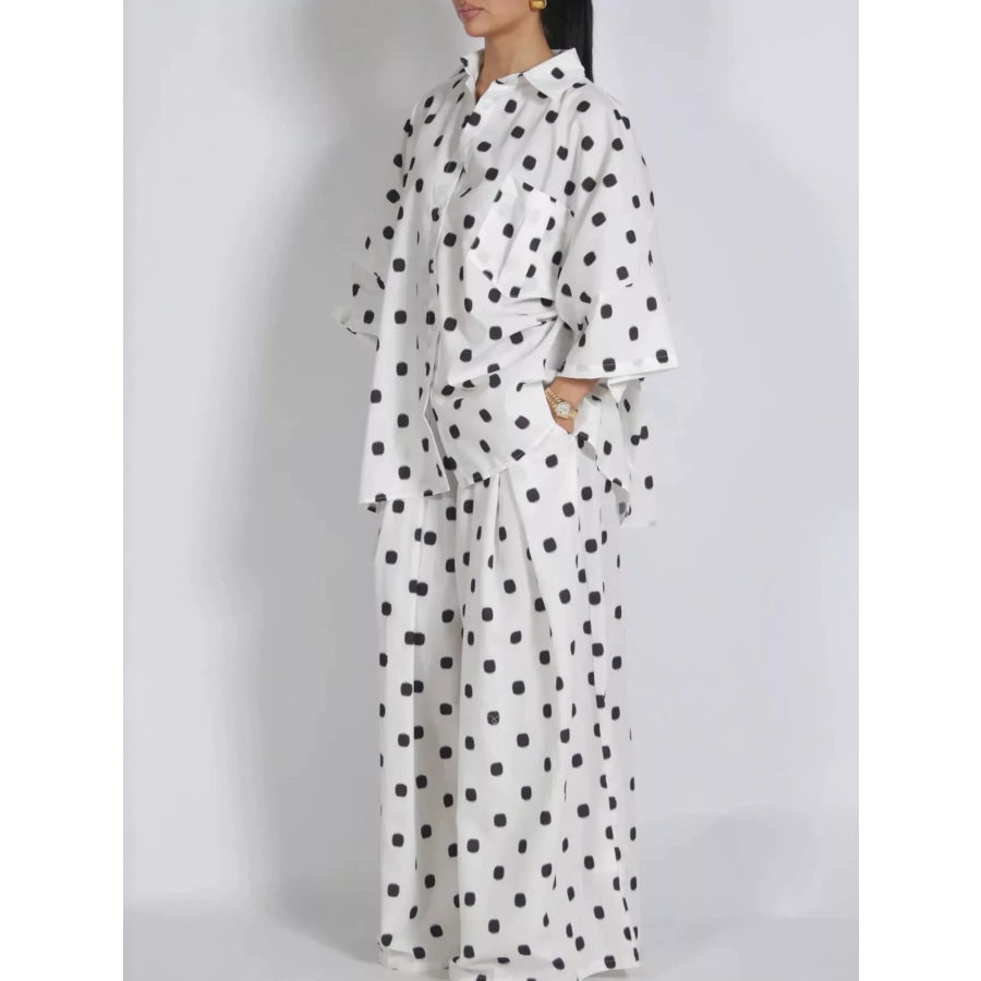 Oversized Button Up Shirt and Pants Set White / S Apparel Accessories