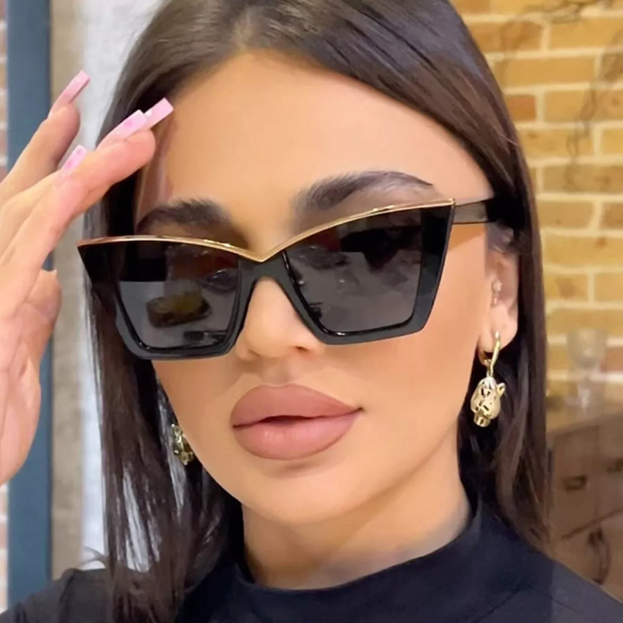 Oversized Cat-Eye Sunglasses Black / One Size Apparel and Accessories