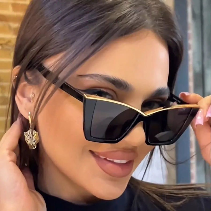 Oversized Cat-Eye Sunglasses Black / One Size Apparel and Accessories