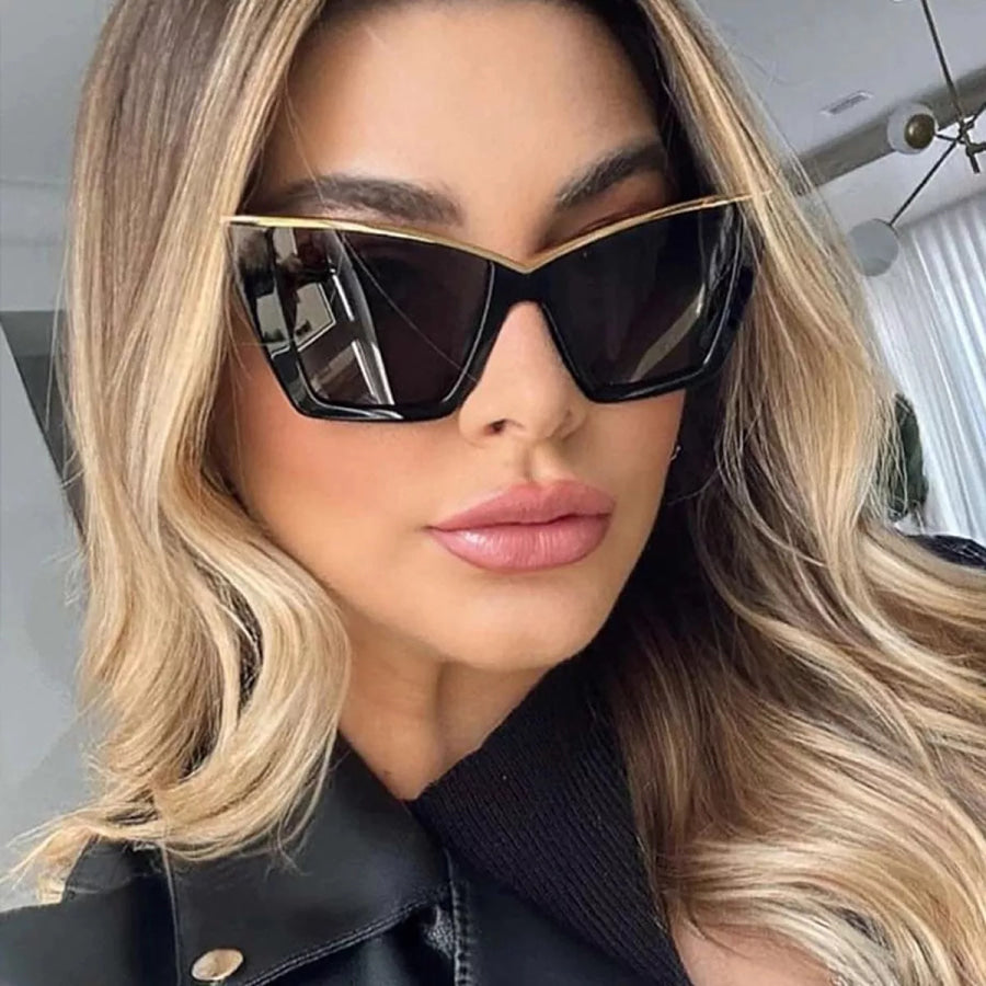 Oversized Cat-Eye Sunglasses Black / One Size Apparel and Accessories