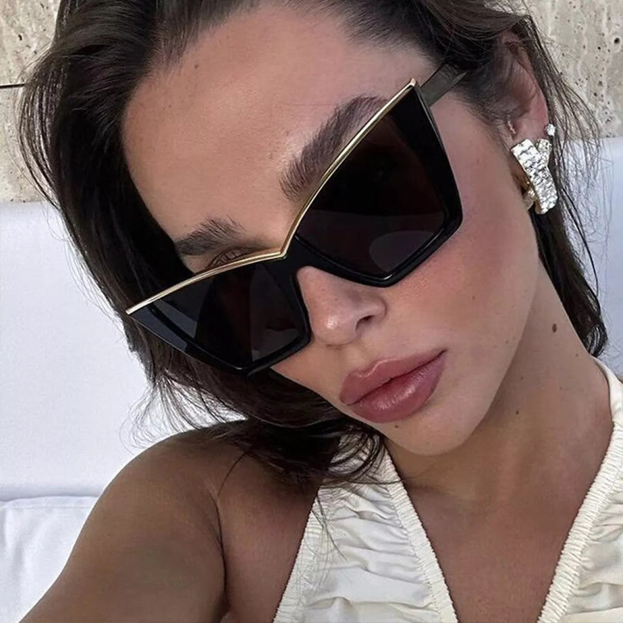 Oversized Cat-Eye Sunglasses Black / One Size Apparel and Accessories