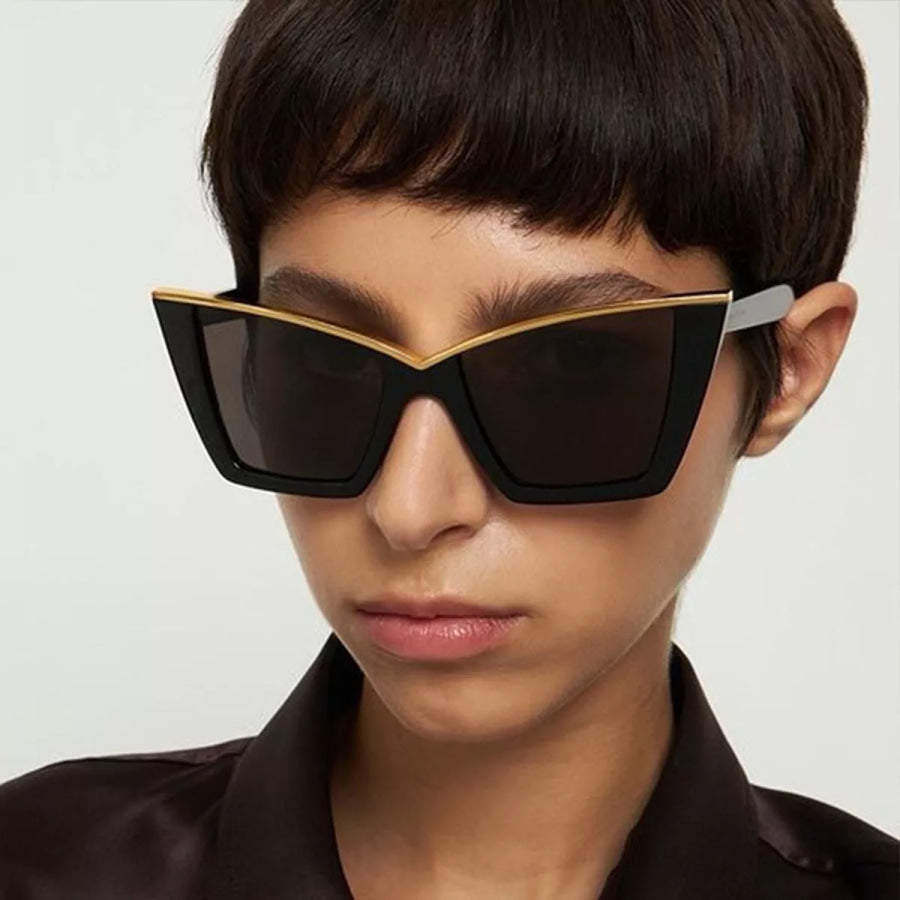 Oversized Cat-Eye Sunglasses Black / One Size Apparel and Accessories