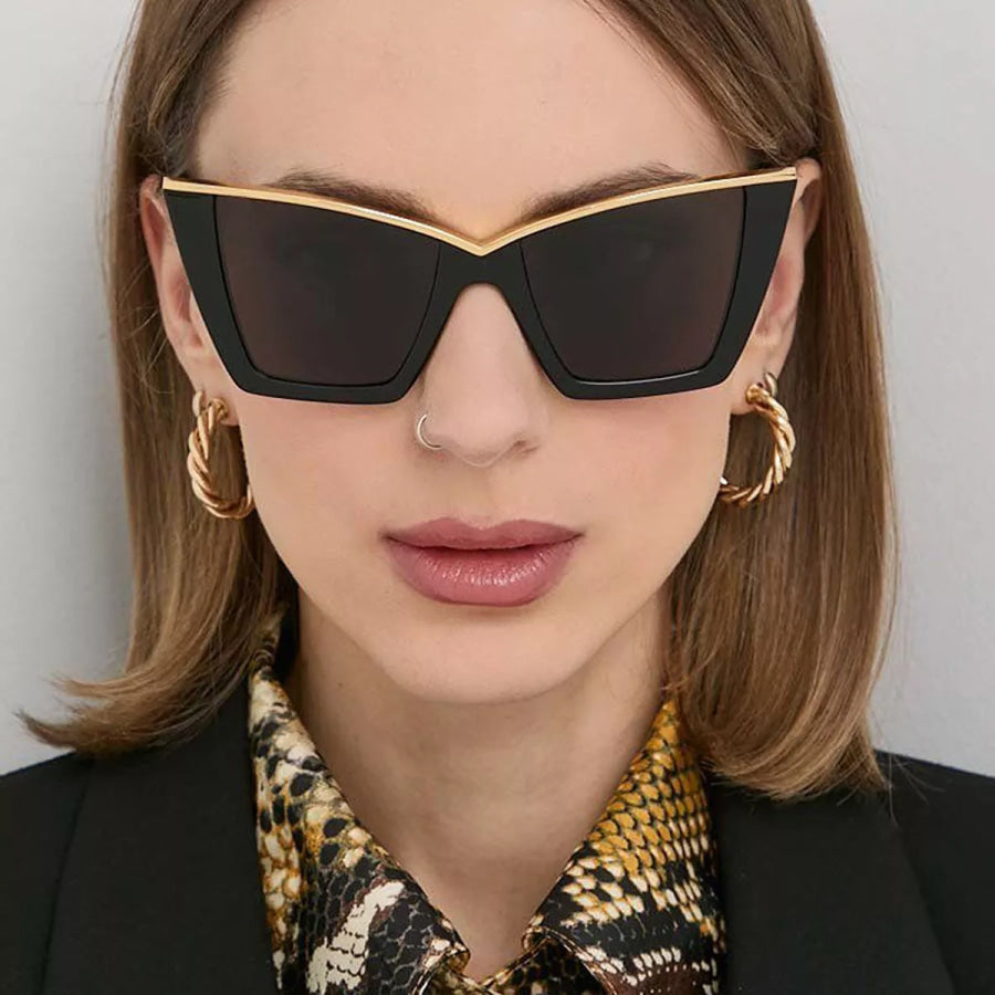 Oversized Cat-Eye Sunglasses Black / One Size Apparel and Accessories
