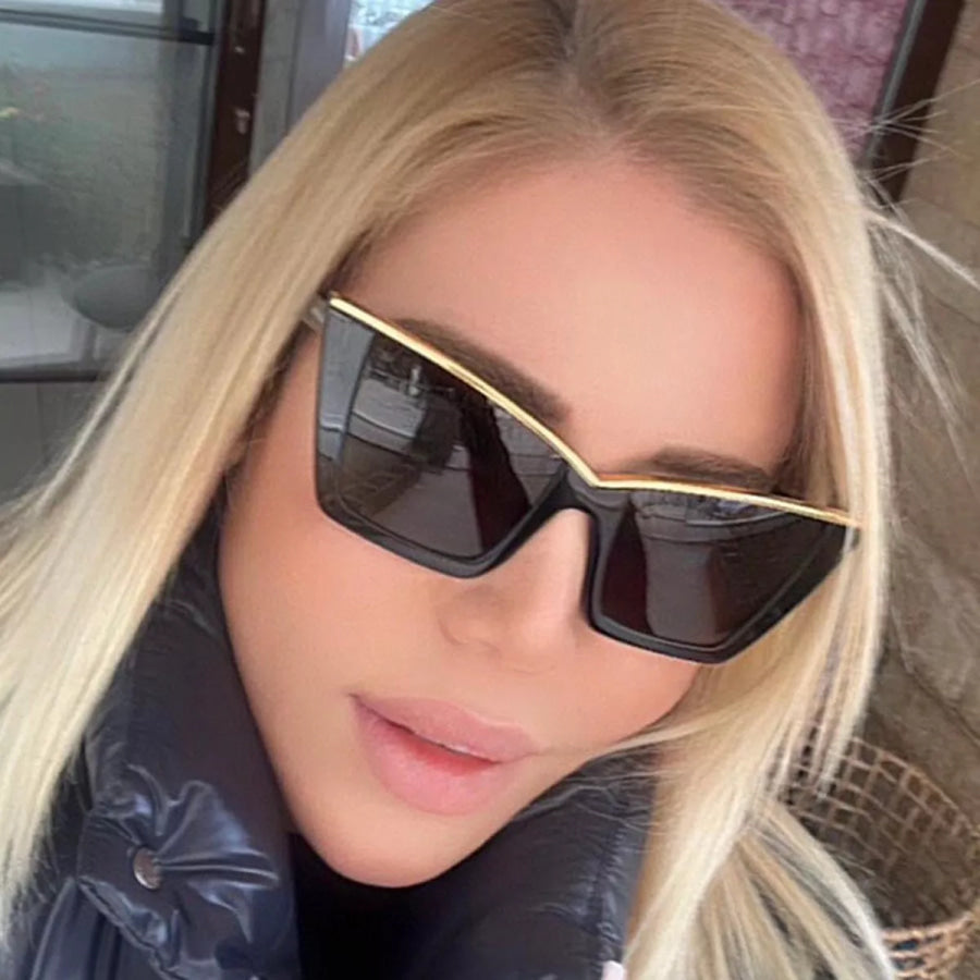 Oversized Cat-Eye Sunglasses Black / One Size Apparel and Accessories
