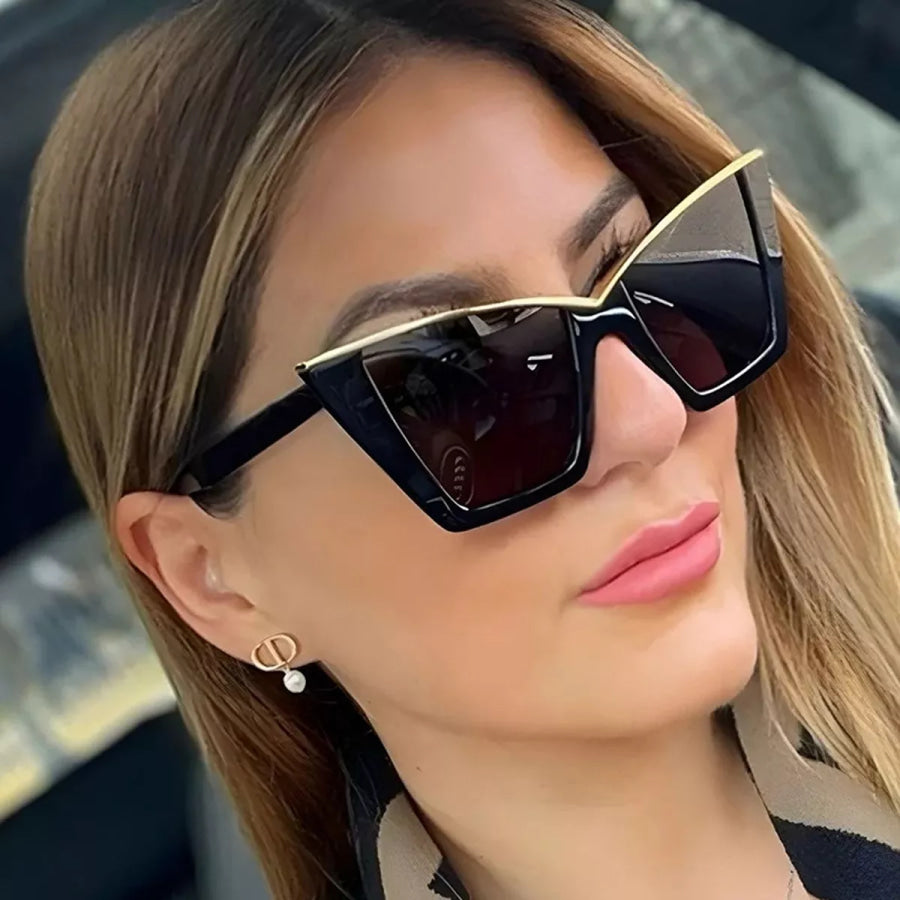 Oversized Cat-Eye Sunglasses Black / One Size Apparel and Accessories