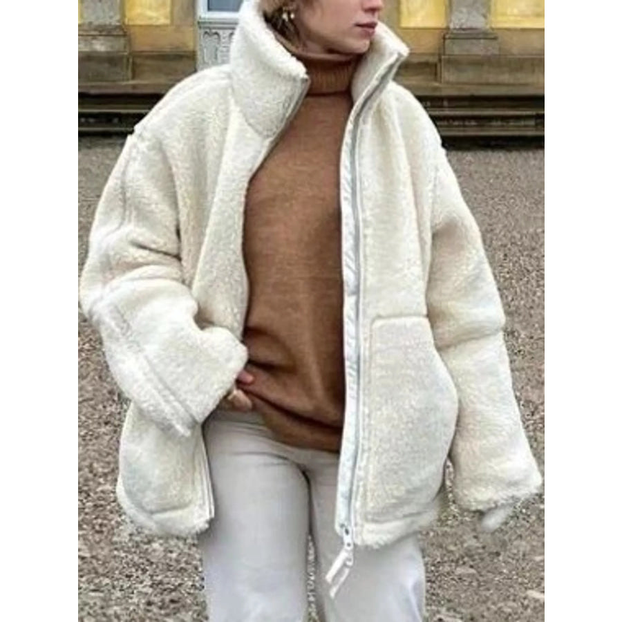 Oversized Cozy Sherpa Fleece Zip-Up Jacket Apparel and Accessories