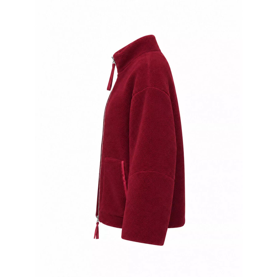 Oversized Cozy Sherpa Fleece Zip-Up Jacket Apparel and Accessories