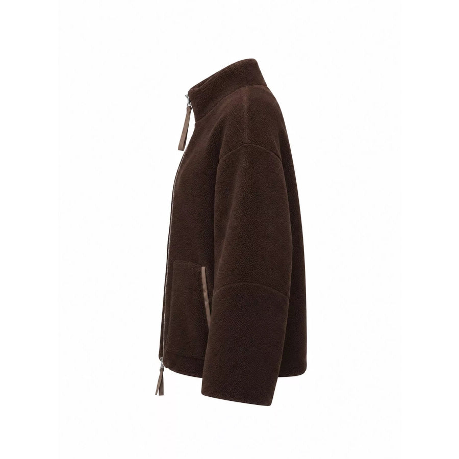 Oversized Cozy Sherpa Fleece Zip-Up Jacket Apparel and Accessories