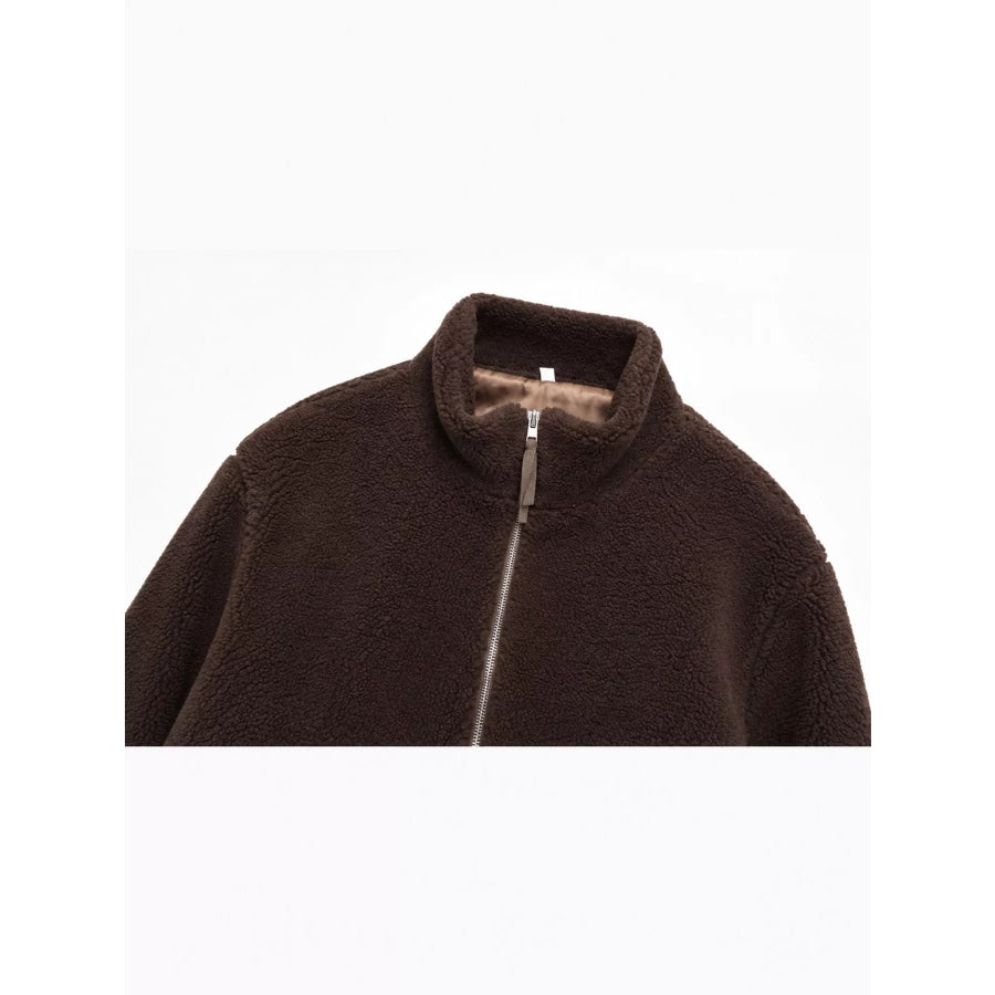 Oversized Cozy Sherpa Fleece Zip-Up Jacket Apparel and Accessories