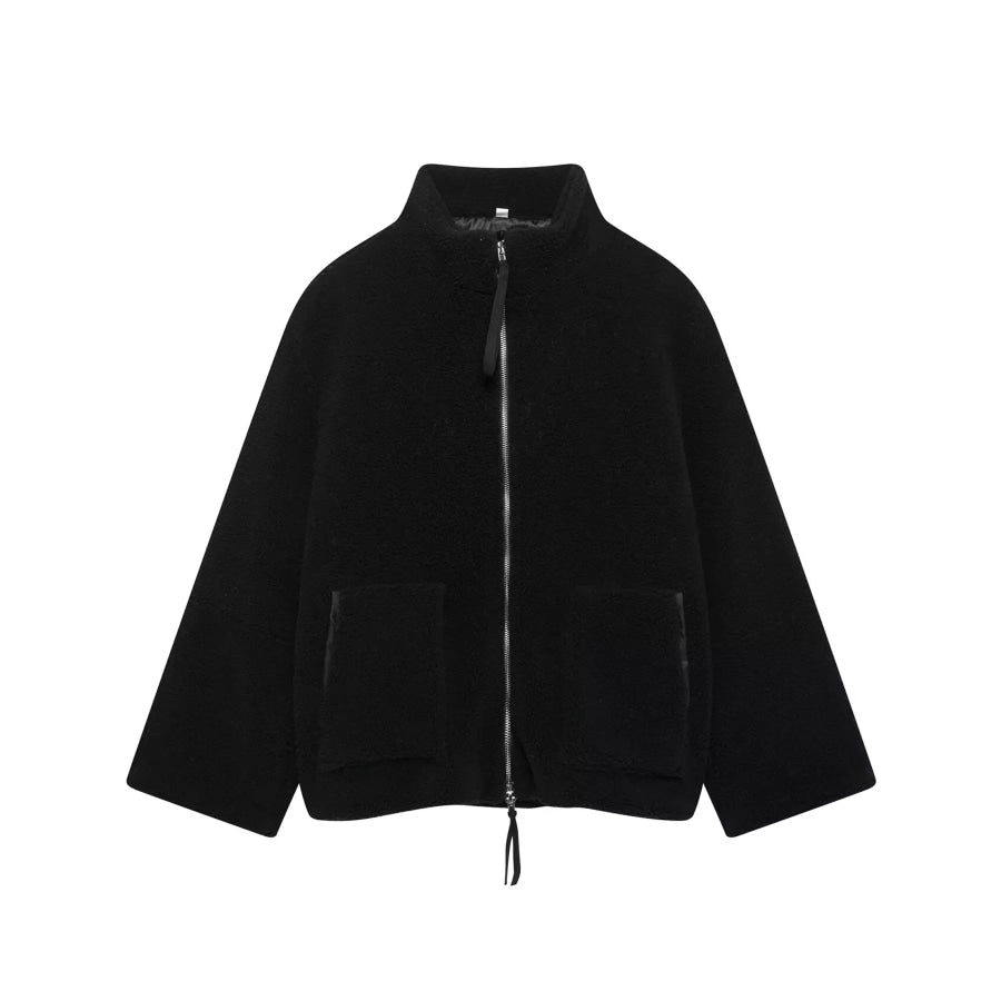 Oversized Cozy Sherpa Fleece Zip-Up Jacket As Pictured 2 / XS Apparel and Accessories