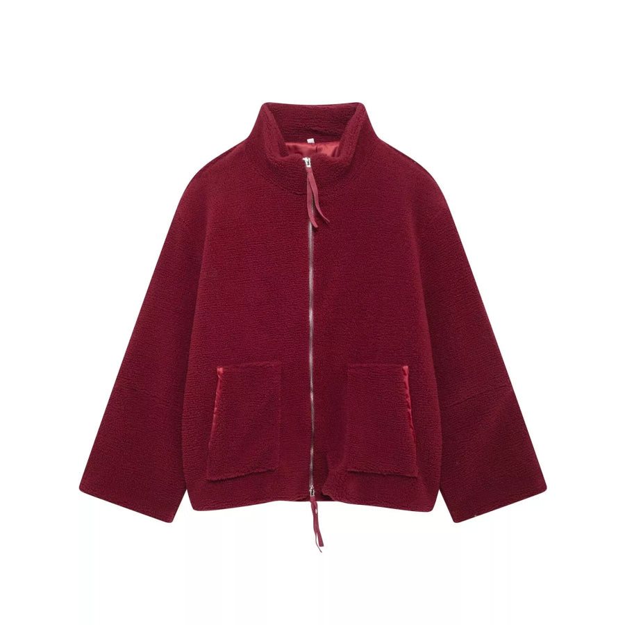 Oversized Cozy Sherpa Fleece Zip-Up Jacket As Pictured 4 / XS Apparel and Accessories