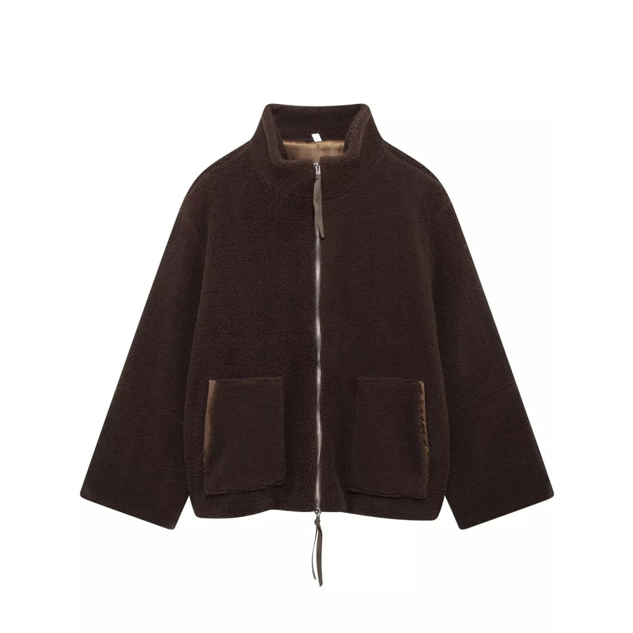 Oversized Cozy Sherpa Fleece Zip-Up Jacket As Pictured 5 / XS Apparel and Accessories