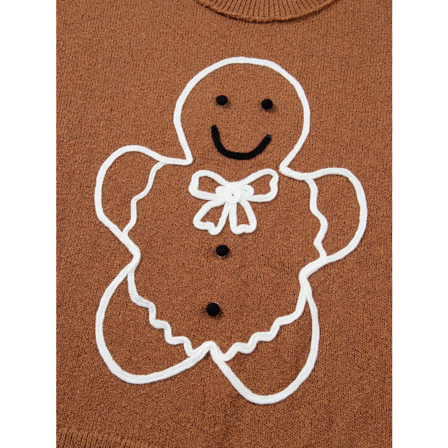 Oversized Drop Shoulder Round Neck Christmas Sweater Apparel and Accessories