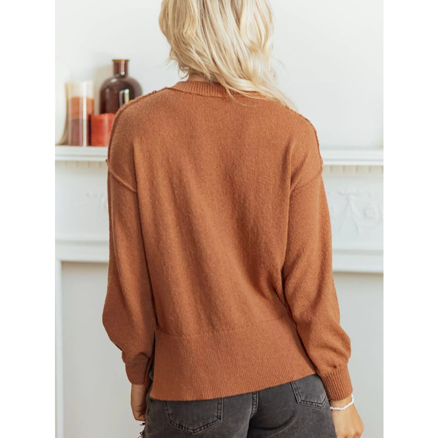 Oversized Drop Shoulder Round Neck Christmas Sweater Apparel and Accessories