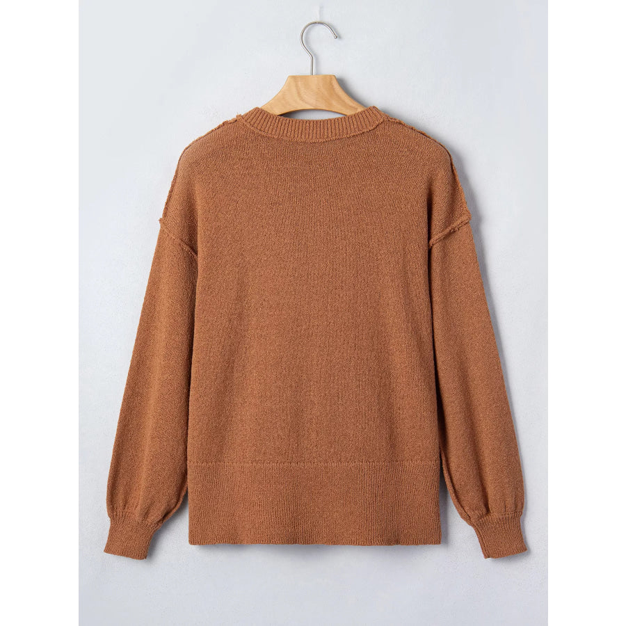 Oversized Drop Shoulder Round Neck Christmas Sweater Apparel and Accessories